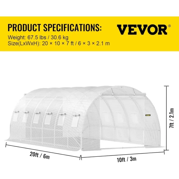 20 x 10 x 7 ft Walk-in Tunnel Greenhouse - Image 12