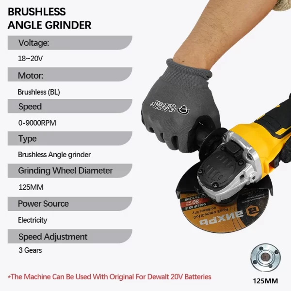 Angle Grinder 9000RPM Metal Grinder Dewalt 20V Batteries - Image 2