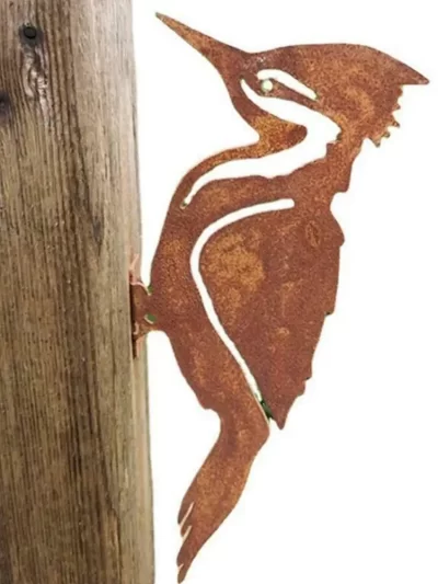 Elegant Garden Stake Design Pileated Bird Rusty Iron Crafts Bird Shaped Art