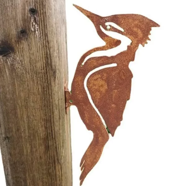 Elegant Garden Stake Design Pileated Bird Rusty Iron Crafts Bird Shaped Art