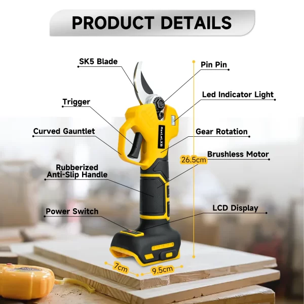 25mm 480W Cordless Pruning Shears 2 Gears for Dewalt Battery (No Battery) - Image 3