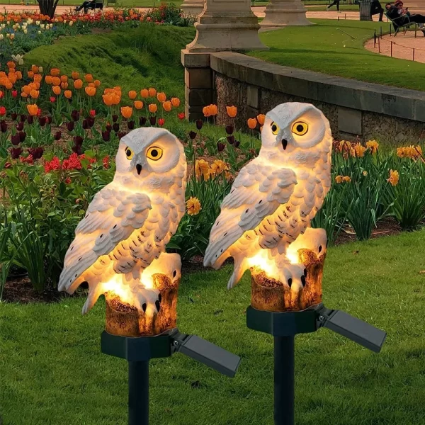 1 pc, Solar Resin Lawn Lamp, Parrot, Owl