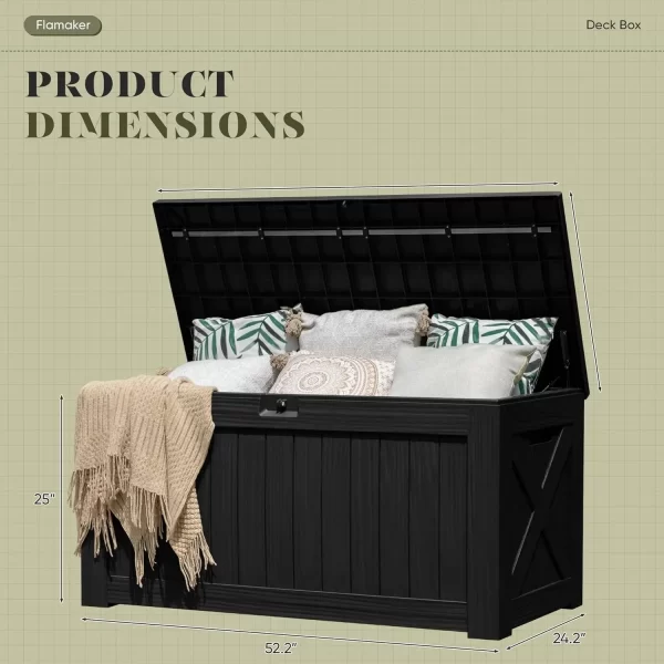 Resin Deck Box 120 Gallon Waterproof Large Deck Boxes Plus Outdoor Indoor Storage - Image 4