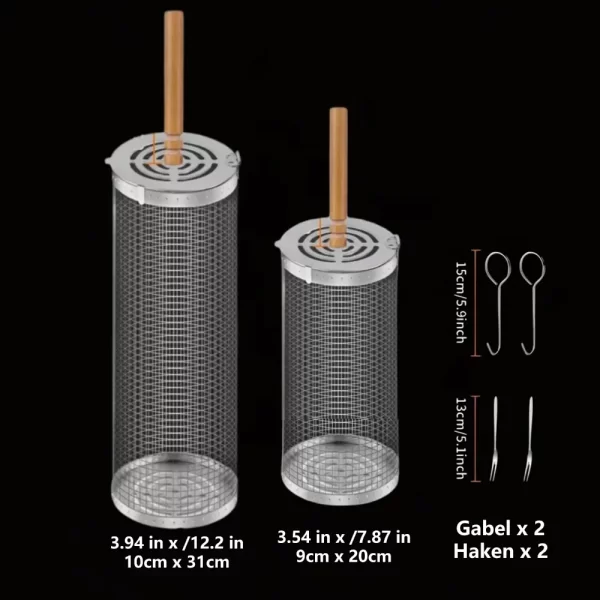Nesting Barbecue BBQ Grill Baskets with Handles, 304 Stainless Steel - Image 6