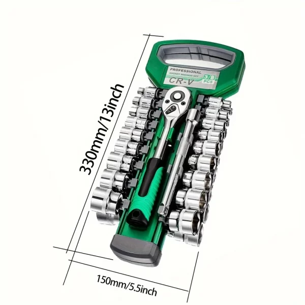 24Tooth Drive Socket Set1/4"-3/8"-1/2"Ratchet Socket Wrench Set - Image 6