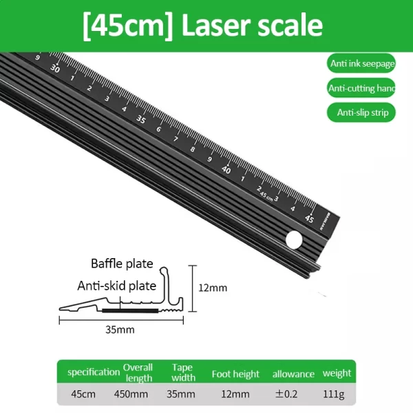 20/30/45cm Aluminum Straight Ruler Multifunctional - Image 9