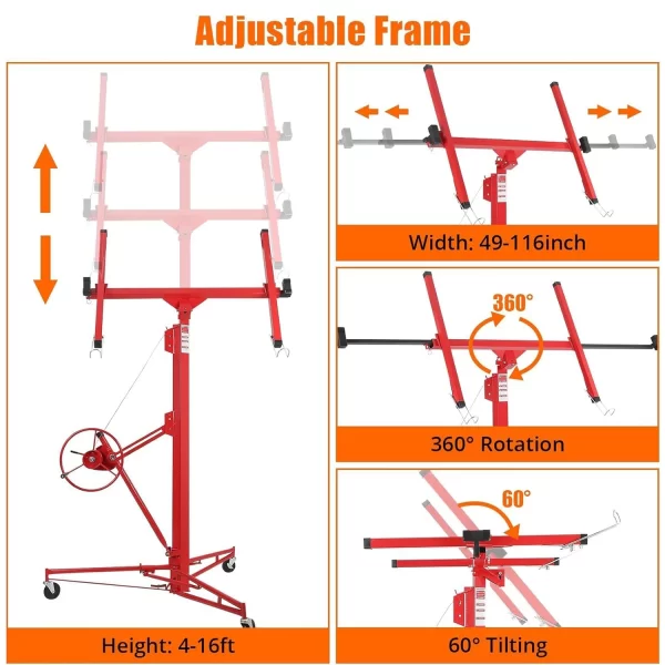 16 FT Drywall Lift Panel Rolling Hoist Jack - Image 2
