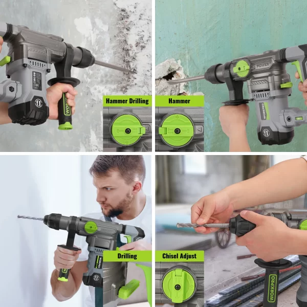 WORKPRO  12.5 AMP Heavy Duty Rotary Hammer Drill for Concrete - Image 5