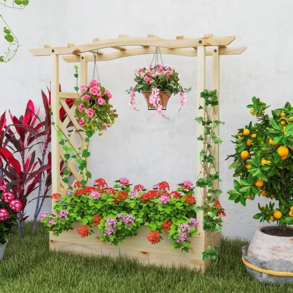Raised Garden Bed with Sided Trellis & Hanging Roof - Image 6