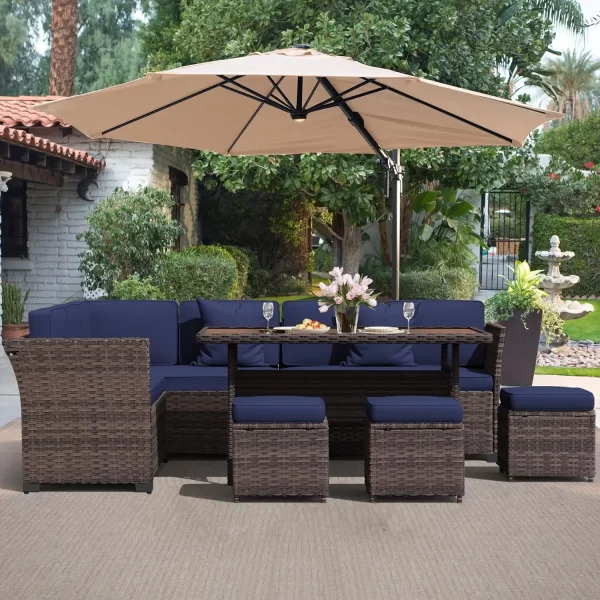 Patio Furniture Set 7 Piece Wicker Dining,  Patio Table and Chairs Set, Sofa - Image 7