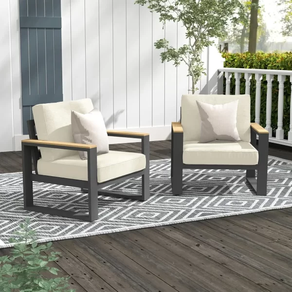Aluminum Outdoor Loveseat, All-Weather Metal Patio Furniture Sofa - Image 7