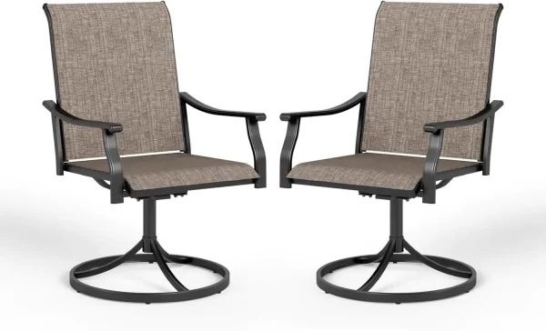 Swivel Patio Dining Chairs Set of 2, Outdoor Swivel Chairs with High Back, - Image 12