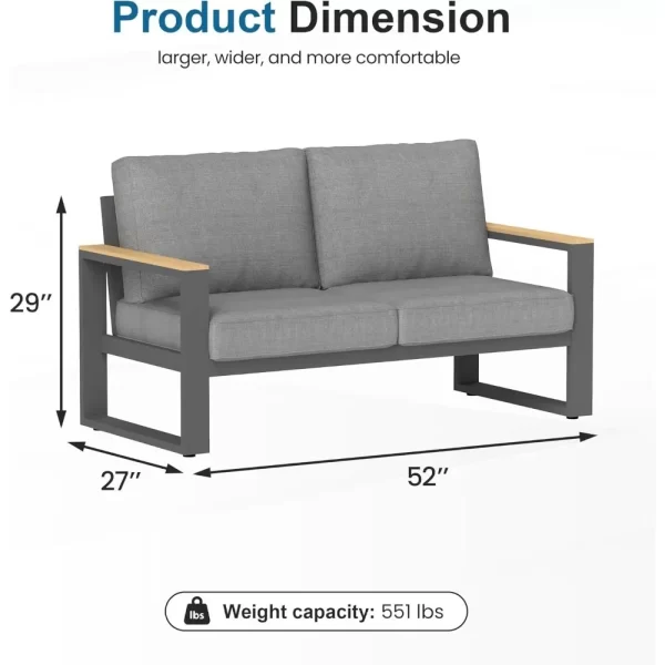 Aluminum Outdoor Loveseat, All-Weather Metal Patio Furniture Sofa - Image 10