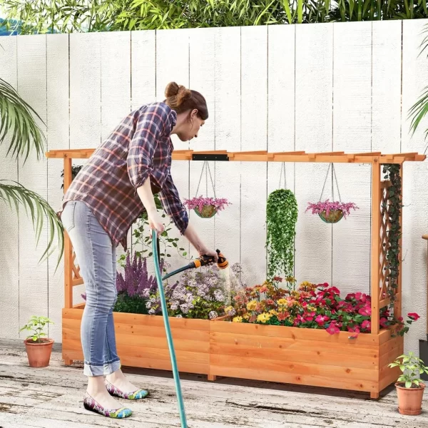 Raised Garden Bed with Trellis & Hanging Roof - Image 4