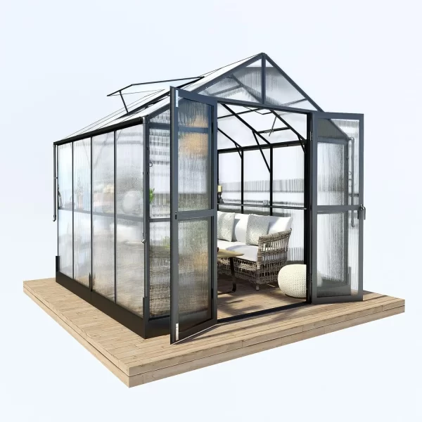8x16x7.5 FT Polycarbonate Greenhouse Double with Swing Doors 4 Vents 5.2FT Added Wall Height, Walk-in Large Aluminum Greenhouse - Image 36