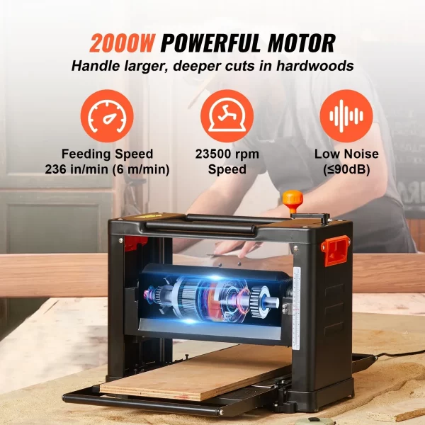 VEVOR Electric Thickness Planer Benchtop 13inch Wood Planer - Image 5