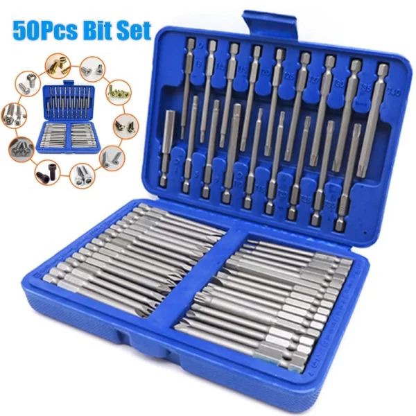 50pcs 75mm Extra Long Reach Bit Set Security Screwdriver Bits Torx Star Hex Bit - Image 8