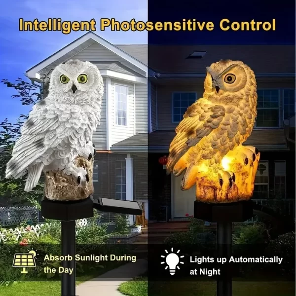 1 PC Outdoor Owl Statue Lamp Solar Powered LED Outdoor Lighting - Image 3