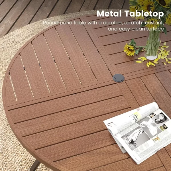 53.1" Round Outdoor Patio Dining Table for 6-8, All-Weather Metal - Image 5