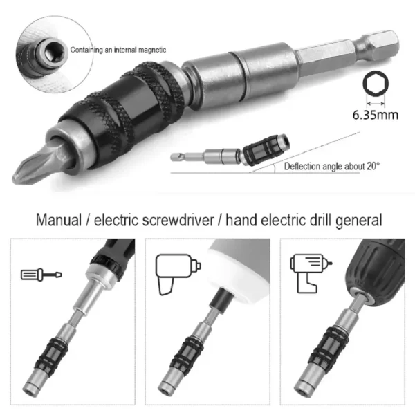 1pc Drill Bit Holder Magnetic Swiveling Bit Tip Holder - Image 12
