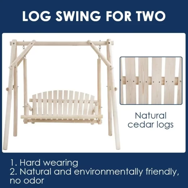 Log Swing Stand Porch Swing Set - Image 6