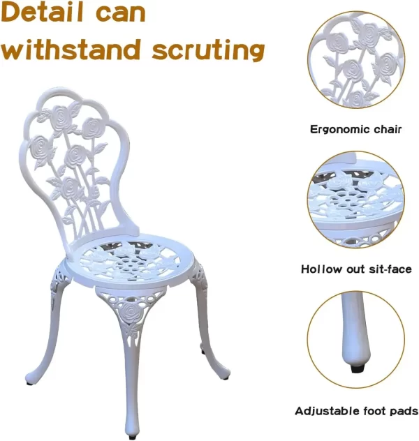 Patio Bistro Set.Rust-Resistant Cast Aluminum Bistro Table Set - Image 5