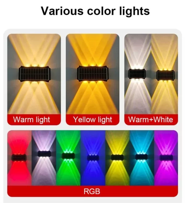 Solar Wall Lamp Outdoor LED Solar Light Waterproof Up And Down Luminous - Image 18