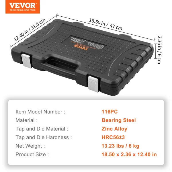 VEVOR 116-Piece Tap and Die Set Include Metric and SAE Size - Image 7