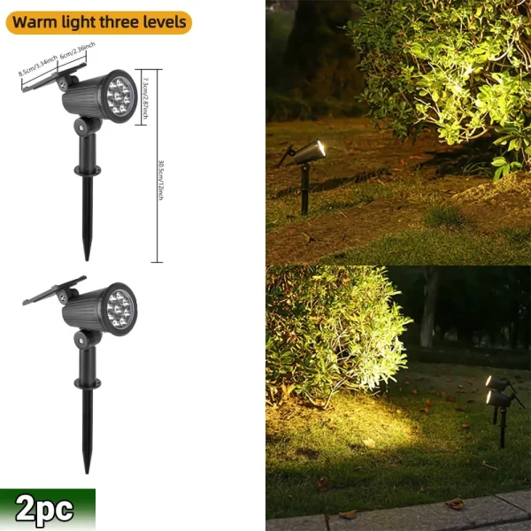 9 LED Solar Spot Lights IP65 Waterproof Outdoor RGB Solar Landscape Lights Brightness Adjustable for Garden Yard Palm Trees - Image 8