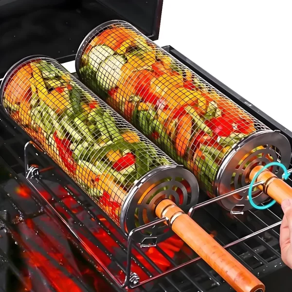 Nesting Barbecue BBQ Grill Baskets with Handles, 304 Stainless Steel - Image 2