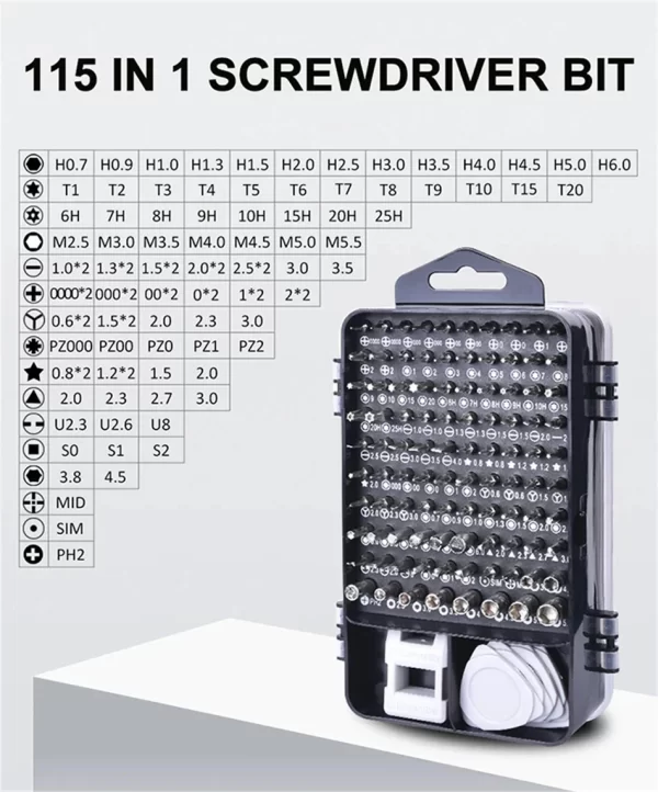 115/117 in 1 Precision Screwdriver Set Magnetic Hex Screw Driver Bits - Image 14