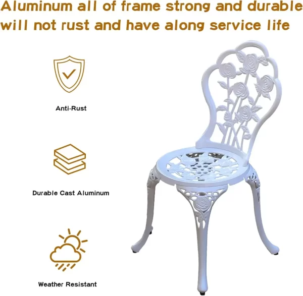 Patio Bistro Set.Rust-Resistant Cast Aluminum Bistro Table Set - Image 3