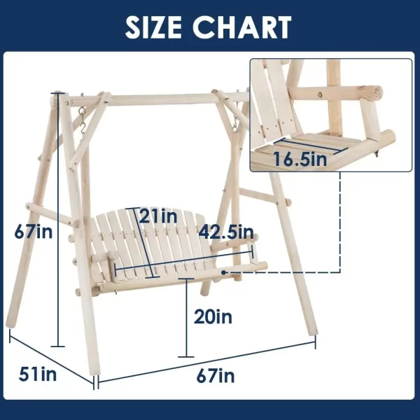 Log Swing Stand Porch Swing Set - Image 7
