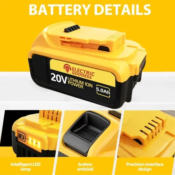 New 100% Original 5.0Ah For Dewalt 20V Power Tools - Image 3