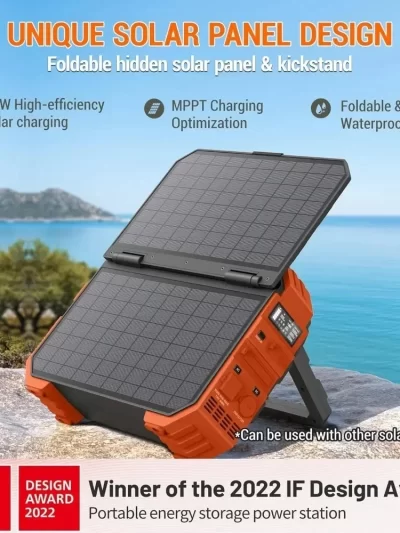 Portable Power Station with Built-in Solar Panel