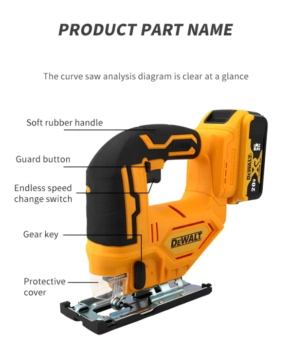Dewalt 20V Brushless Curve Saw 2700RPM Cordless Electric Jig Saw - Image 19