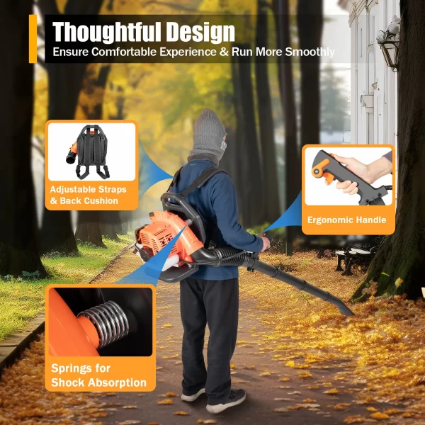 Leaf Blower Garden Backpack Gas Powered Cleaner Snow Grass Dust Removal Commercial Outdoor Yard Tool 42.7CC 2 Stroke - Image 8