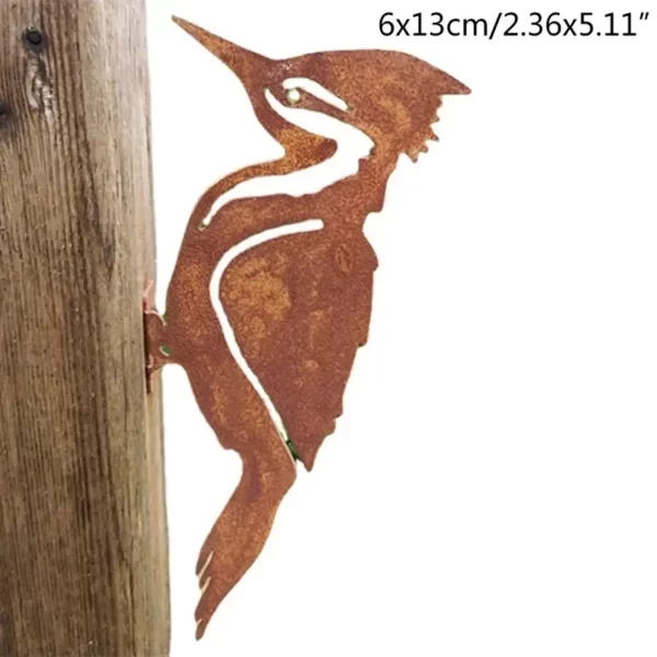 Elegant Garden Stake Design Pileated Bird Rusty Iron Crafts Bird Shaped Art - Image 8