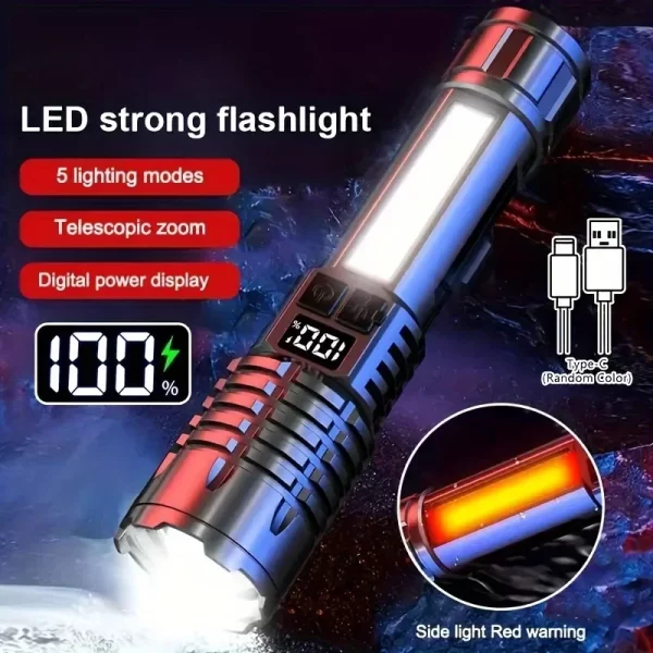 Heinast High Power LED Flashlight Powerful TYPE-C Rechargeable - Image 9