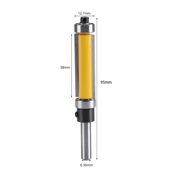 Flush Trim Router Bit with Top and Bottom Bearing 1‑1/2inch H * 1/4inch Shank Woodworking Tool - Image 5