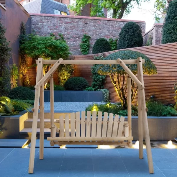 Log Swing Stand Porch Swing Set - Image 9