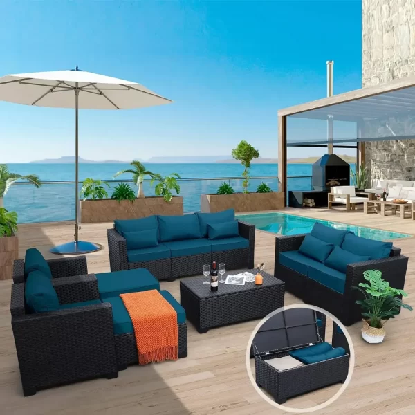 7 Piece Furniture Set, Set Non-Slip Cushions & Waterproof Cover, 45 Inch Outdoor Propane Fire Pit Table Patio Sets - Image 20