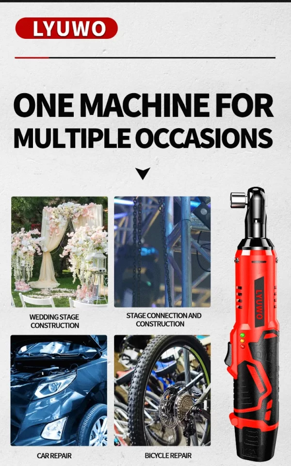 LYUWO 3/8 Rechargeable Electric , Ratchet Set, Angle Drill, Screwdriver - Image 11