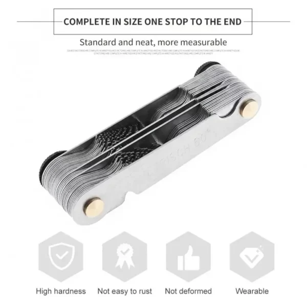 58 in 1 Thread Gauge Pitch Scale Stainless Steel High Precision Metric Britain America 55-60 Degree - Image 5