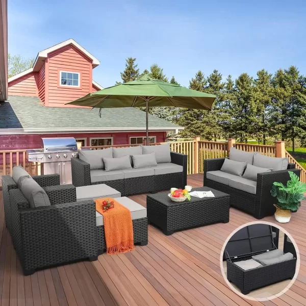 7 Piece Furniture Set, Set Non-Slip Cushions & Waterproof Cover, 45 Inch Outdoor Propane Fire Pit Table Patio Sets - Image 23