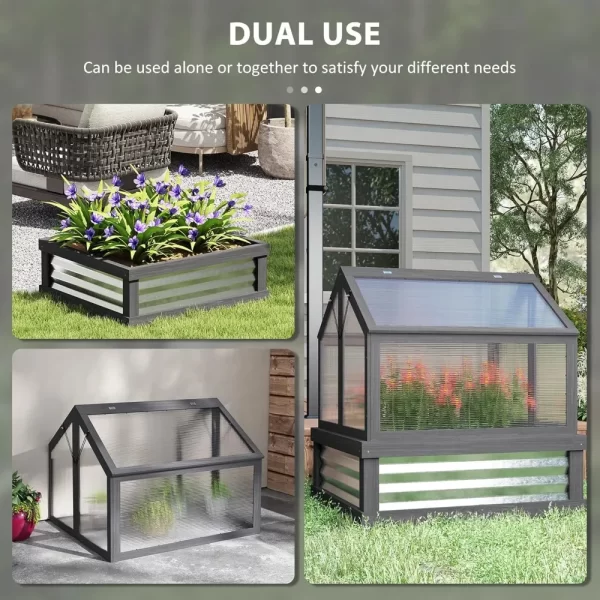 Raised Garden Bed with Polycarbonate Greenhouse, Wooden Cold Frame Greenhouse, Garden Flower Planter Protection - Image 3