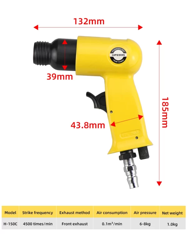 HIFENSON 120mm Air Hammer Pneumatic Tools with 4 Chisels set - Image 14