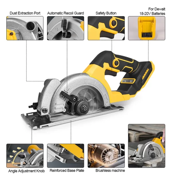 EGOD 5 Inch Brushless Electric Circular Saw Tools for Dewalt Battery - Image 17