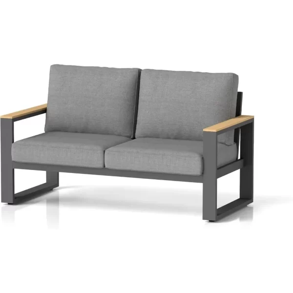 Aluminum Outdoor Loveseat, All-Weather Metal Patio Furniture Sofa - Image 11