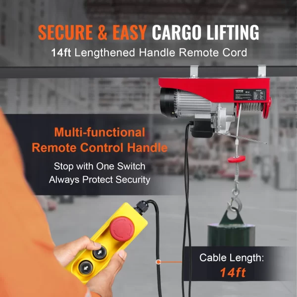VEVOR 200-800kg Electric Hoist with Wired/Wireless Remote Control Lifting Crane Cable Hoist Winch for Boat Car Garage Elevator - Image 3